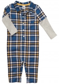 Carter's Boys Blue Flannel Plaid Jumpsuit