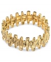 A textured body makes a statement on this golden bracelet from RACHEL Rachel Roy. Embellished with crystal accents. Crafted in worn gold tone mixed metal. Approximate diameter: 2-1/2 inches.
