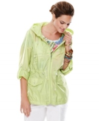 Chic anorak styling and a cheerful color makes this zip-up jacket a practical yet chic essential, from Style&co. Sport. Chic anorak styling and a cheerful color makes this zip-up jacket a practical yet chic essential, from Style&co. Sport.