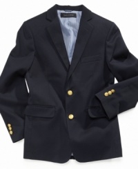 Unabashedly preppy, Tommy Hilfiger's classic two-button blazer is destined for Ivy-league greatness. Unabashedly preppy, Tommy Hilfiger's classic two-button blazer is destined for Ivy-league greatness.
