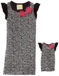 Dollie & Me Girls 2-6X For Sweetheart Rose Ruffle Eyelash Dress, White/Pink/Black, 4 Dollie & Me Girls 2-6X For Sweetheart Rose Ruffle Eyelash Dress, White/Pink/Black, 4