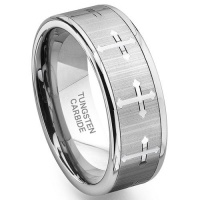 Tungsten Carbide Men's Wedding Band Ring (7.5mm) with Cross Design Sz 12.0 SN#616 Tungsten Carbide Men's Wedding Band Ring (7.5mm) with Cross Design Sz 12.0 SN#616
