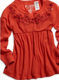 GUESS Kids Girls Little Girl Embroidered Raglan Babydoll , ORANGE (4) GUESS Kids Girls Little Girl Embroidered Raglan Babydoll , ORANGE (4)