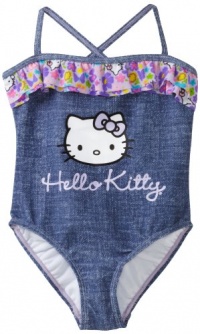 Hello Kitty Girls 2-6X Little Girls One Piece Swimsuit, Blue, 4 Hello Kitty Girls 2-6X Little Girls One Piece Swimsuit, Blue, 4