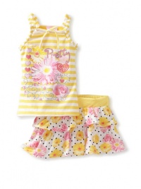 Nannette Baby-girls Infant Floral And Stripe Top And Skooter Set, Yellow, 18 Months