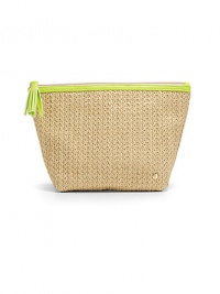THE LOOKNatural raffia with bright neon leather trimTrapezoid silhouetteTop zip closure with tassel pullSignature goldtone S studInside logo printTHE MEASUREMENT10W X 7H X 4DTHE MATERIALRaffiaFully linedORIGINImported THE LOOKNatural raffia with bright neon leather trimTrapezoid silhouetteTop zip closure with tassel pullSignature goldtone S studInside logo printTHE MEASUREMENT10W X 7H X 4DTHE MATERIALRaffiaFully linedORIGINImported