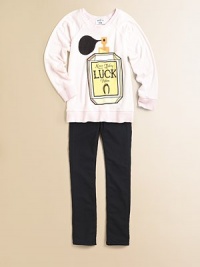 This cozy, fleece topper is extra stylish with long raglan sleeves and a colorful perfume bottle.CrewneckLong raglan sleevesPullover styleRibbed collar, cuffs and hem47% rayon/47% polyester/6% spandexMachine washMade in the USA This cozy, fleece topper is extra stylish with long raglan sleeves and a colorful perfume bottle.CrewneckLong raglan sleevesPullover styleRibbed collar, cuffs and hem47% rayon/47% polyester/6% spandexMachine washMade in the USA