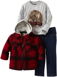 Nannette Baby-Boys Infant 3 Piece Grizzly Mountain Jacket Set, Red, 12 Months