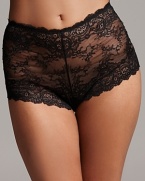 Elegant lace lends alluring style to these boyshorts from Wacoal. Style #845155