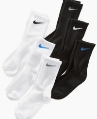 Perfect for the big event, these Nike socks keep his feet comfortable and dry, even when the game heats up. Perfect for the big event, these Nike socks keep his feet comfortable and dry, even when the game heats up.