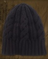 A classic Cable-Knit Hat brings a rugged feel to your downtown style.    Rib-knit cuff.