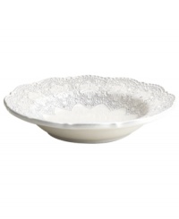 Handcrafted in the Italian tradition, this Merletto bowl is intricately embellished with a lacy floral texture and painted a creamy antique white. Ideal for pasta or soup, it's an elegant companion to Arte Italica dinnerware. Handcrafted in the Italian tradition, this Merletto bowl is intricately embellished with a lacy floral texture and painted a creamy antique white. Ideal for pasta or soup, it's an elegant companion to Arte Italica dinnerware.
