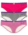 Give boyshorts to all the girls with this gift-ready set from Juicy Couture. Three pairs of lace-trimmed hipsters are packaged in a striped box with a hot pink bow.