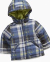 If your little guy gets cold this winter, bundle him in this cute plaid jacket from First Impressions.