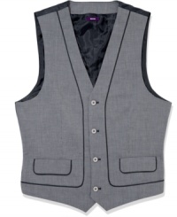 Checkmate. Perfect your dressy-style strategy with this handsome vest from American Rag. Checkmate. Perfect your dressy-style strategy with this handsome vest from American Rag.
