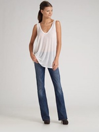 Five-pocket stretch denim updated with light whiskering and fading in a classic bootcut fit to accentuate your favorite curves.THE FITBest for curvy silhouettes Rise, about 9 Inseam, about 34 THE DETAILSZip fly Five-pocket style Contrast stitching Cotton/elastene; machine wash Imported Five-pocket stretch denim updated with light whiskering and fading in a classic bootcut fit to accentuate your favorite curves.THE FITBest for curvy silhouettes Rise, about 9 Inseam, about 34 THE DETAILSZip fly Five-pocket style Contrast stitching Cotton/elastene; machine wash Imported