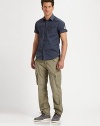 Military-inspired cargos, lightly faded with oversized pockets, are a great style alternative to denim or the classic casual trouser.Front slash, back welt pocketsOversized cargo pocketsInseam, about 32CottonMachine washImported