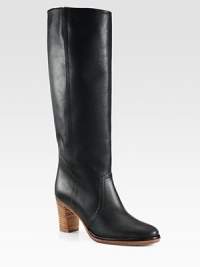 Build a chic ensemble with soft stitch-detailed knee boots in smooth, lustrous leather. Stacked heel, 3 (75mm)Shaft, 15Leg circumference, 15Leather upperPull-on styleLeather lining and solePadded insoleMade in ItalyOUR FIT MODEL RECOMMENDS ordering one size up as this style runs small. Build a chic ensemble with soft stitch-detailed knee boots in smooth, lustrous leather. Stacked heel, 3 (75mm)Shaft, 15Leg circumference, 15Leather upperPull-on styleLeather lining and solePadded insoleMade in ItalyOUR FIT MODEL RECOMMENDS ordering one size up as this style runs small.