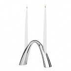 Gracefully arched stainless steel candle holder, use alone or combine with the larger size for a 4-arm centerpiece.