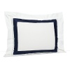 A classic navy sateen border trims this elegant sham by SFERRA, woven from super soft Egyptian cotton.