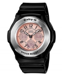 Durable with a feminine twist, this analog-digital Baby-G watch boasts multi-functions and exact precision. Durable with a feminine twist, this analog-digital Baby-G watch boasts multi-functions and exact precision.