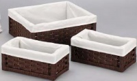 Household Essentials Set of 3 Paper Rope Storage Utility Baskets, Dark Brown Stain Household Essentials Set of 3 Paper Rope Storage Utility Baskets, Dark Brown Stain