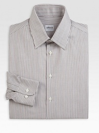 Track stripe pattern sharpens this sartorial staple, neatly woven in crisp cotton.Button-frontPoint collarCottonDry cleanImported Track stripe pattern sharpens this sartorial staple, neatly woven in crisp cotton.Button-frontPoint collarCottonDry cleanImported
