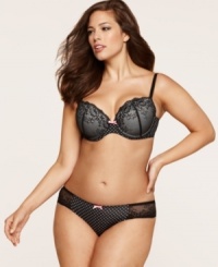 Black-tie style beings underneath. Parisa Fe's Geneva Lace Tuxedo full-busted demi bra features polka dot side-smoothing wings with boning at the sides and picot trim on the straps. Style #PT1034 Black-tie style beings underneath. Parisa Fe's Geneva Lace Tuxedo full-busted demi bra features polka dot side-smoothing wings with boning at the sides and picot trim on the straps. Style #PT1034