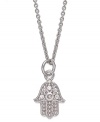 Elegance and eclecticism go hand-in-hand with this hamsa pendant from B. Brilliant. Round-cut cubic zirconia accents provide a sparkling touch. Crafted in sterling silver. Approximate length: 18 inches + 3-inch extender. Approximate drop: 5/8 inch.