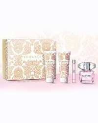 Versace Bright Crystal: a precious jewel of rare beauty characterized by its fresh, vibrant floral scent.Set includes:• 3 oz. eau de toilette spray• 3.4 oz. body lotion• 3.4 oz. shower gel• Rollerball Versace Bright Crystal: a precious jewel of rare beauty characterized by its fresh, vibrant floral scent.Set includes:• 3 oz. eau de toilette spray• 3.4 oz. body lotion• 3.4 oz. shower gel• Rollerball