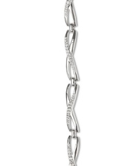 Shine on. Featuring a flexible design and foldover clasp and adorned with dazzling clear pavé crystals, Swarovski's Polished Twist bracelet is made in silver tone mixed metal. Approximate length: 7-1/4 inches. Shine on. Featuring a flexible design and foldover clasp and adorned with dazzling clear pavé crystals, Swarovski's Polished Twist bracelet is made in silver tone mixed metal. Approximate length: 7-1/4 inches.