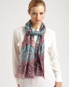 An Eastern-inspired, Kashmiri carpet print adds pizzazz to a sumptuous cashmere scarf.Cashmere28 X 80Dry cleanImported