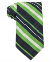Bold stripes and vivid color make this Tommy Hilfiger silk tie a go-to when you're looking to make an impression.
