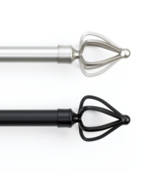 Decidedly modern, the Hudson curtain rod set frames your view in sleek sophistication. Choose from two refined hues: satin nickel and bold black. Decidedly modern, the Hudson curtain rod set frames your view in sleek sophistication. Choose from two refined hues: satin nickel and bold black.