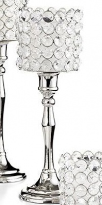 Leeber Sparkle Collection 10.5 Silver and Clear Jewel Candle Holder Leeber Sparkle Collection 10.5 Silver and Clear Jewel Candle Holder