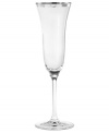 An elegant tulip shape melds with platinum accents to form a stemware collection with grace and style. A chic addition to any home, this set features signature Vera Wang design with timeless appeal. Flute shown at right.