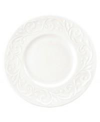 An elegant white-on-white pattern, embossed vine motif and interior glaze adorn these dessert plates from Lenox dinnerware. The dishes from the Opal Innocence Carved collection get your table set for refined dining every day. An elegant white-on-white pattern, embossed vine motif and interior glaze adorn these dessert plates from Lenox dinnerware. The dishes from the Opal Innocence Carved collection get your table set for refined dining every day.