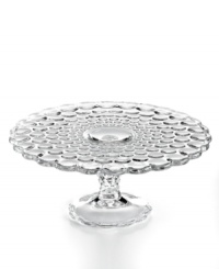 The Optic cake stand steals the spotlight at casual tables with pressed dots, scalloped edges and a look of antique grace. From Martha Stewart Collection. The Optic cake stand steals the spotlight at casual tables with pressed dots, scalloped edges and a look of antique grace. From Martha Stewart Collection.