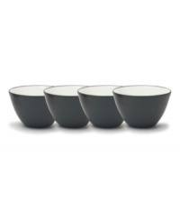 This chic black set of four mini bowls are perfect for rice, dips or soups. Mix and match this simple, versatile stoneware with the other shades of Colorwave dinnerware for a unique table setting in your favorite hues. This chic black set of four mini bowls are perfect for rice, dips or soups. Mix and match this simple, versatile stoneware with the other shades of Colorwave dinnerware for a unique table setting in your favorite hues.