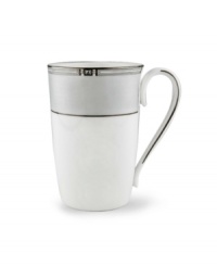 An art deco inspired design, platinum trim and metallic dots lend the Westerly Platinum mug sophisticated polish. This versatile collection perfectly coordinates with a variety of stemware and table linens. An art deco inspired design, platinum trim and metallic dots lend the Westerly Platinum mug sophisticated polish. This versatile collection perfectly coordinates with a variety of stemware and table linens.