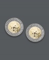 Perfectly petite and totally unique. Giani Bernini's delicate button stud earrings feature a sterling silver post setting with intricate beadwork highlighting a 24k gold over sterling silver hammered center. Approximate diameter: 1/2 inch.