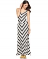 Rev them up when you wear Cha Cha Vente's chevron-stripe maxi dress! Try it with platform sandals to complete the look.