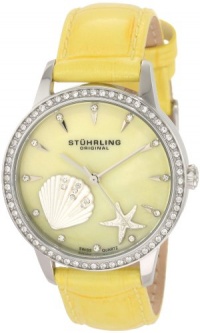 Stuhrling Original Women's 521.1115G95 Vogue Audrey Verona La Playa Swiss Quartz Mother-Of-Pearl Swarovski Crystal Yellow Watch Stuhrling Original Women's 521.1115G95 Vogue Audrey Verona La Playa Swiss Quartz Mother-Of-Pearl Swarovski Crystal Yellow Watch