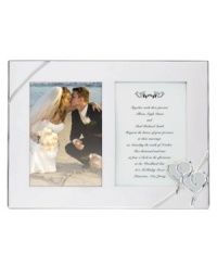 Preserve your own special memories or treat your favorite newlyweds to the True Love double invitation frame. Interlocking hearts adorn this elegant, silver-plated showcase for a wedding photo and invitation. Preserve your own special memories or treat your favorite newlyweds to the True Love double invitation frame. Interlocking hearts adorn this elegant, silver-plated showcase for a wedding photo and invitation.
