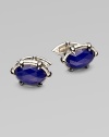 A dashing pair of sterling silver cufflinks with luxe semi-precious inlays.Lapis or quartzPolished and black rhodium-plated sterling silverAbout 1W X ½HImported