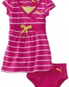 Puma - Kids Baby-girls Infant Jersey Stripe Dress And Diaper Set, Pink, 12 Months