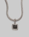 From the Classic Chain Collection. Black sapphire pavé dazzles along the center of this sterling silver square enhancer.Black sapphire Sterling silver Length, about 1½ Width, about 1 Made in Bali Please note: Chain sold separately. 