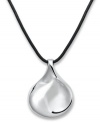 Simply delicious. Giani Bernini spoon-shaped pendant adds a flattering touch to your neckline. Sterling silver pendant hangs from a leather cord with sterling silver extension chain and clasp. Approximate length: 16 inches + 2-inch extender. Approximate drop: 1-1/2 inches.