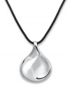 Simply delicious. Giani Bernini spoon-shaped pendant adds a flattering touch to your neckline. Sterling silver pendant hangs from a leather cord with sterling silver extension chain and clasp. Approximate length: 16 inches + 2-inch extender. Approximate drop: 1-1/2 inches.