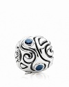Swirling lines and bezel-set indigo zirconia stones make this sterling silver PANDORA charm bewitching.